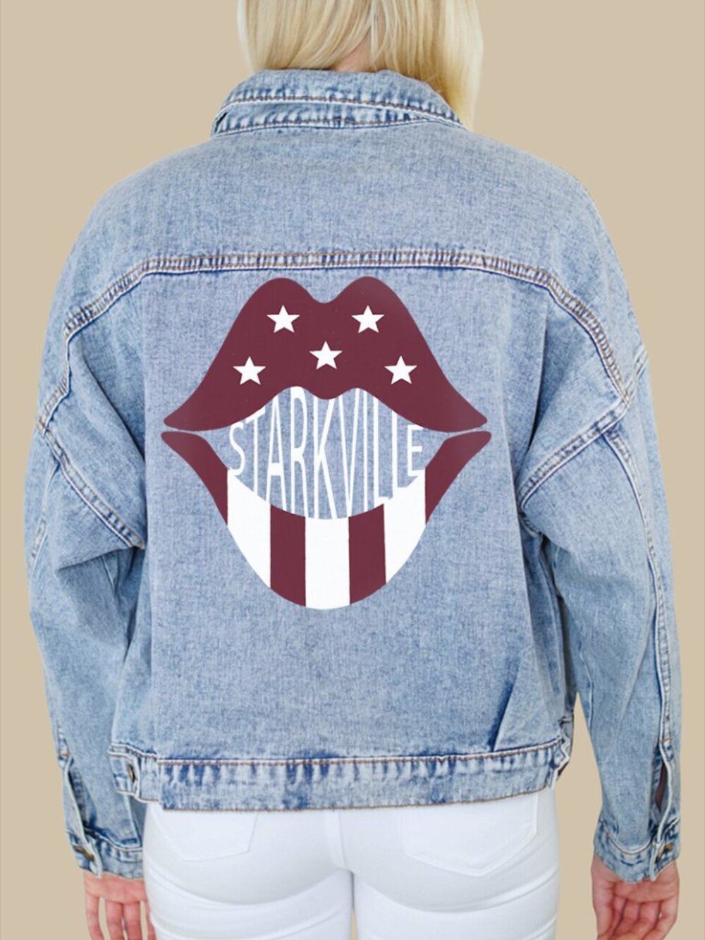 Mississippi State Starkville Game Day Lips Denim Jacket - Picture 4 of 4